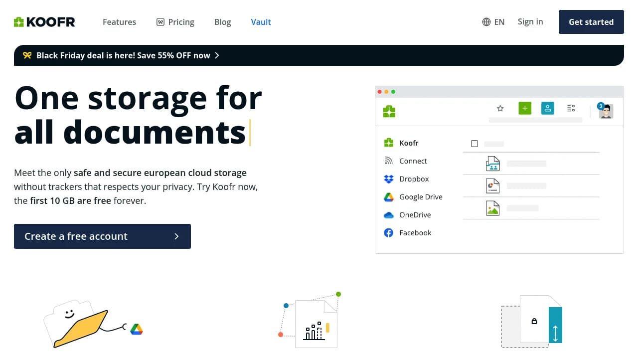 Screenshot der Website von Koofr