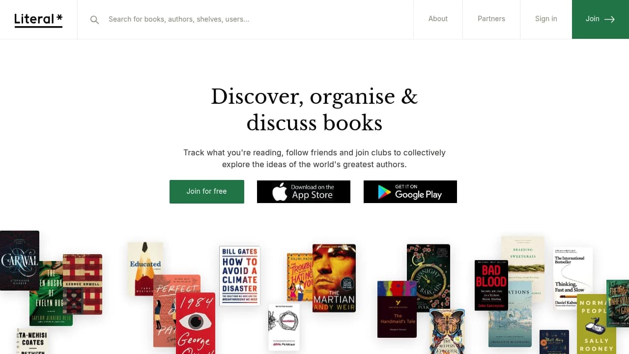 Screenshot der Website von Literal