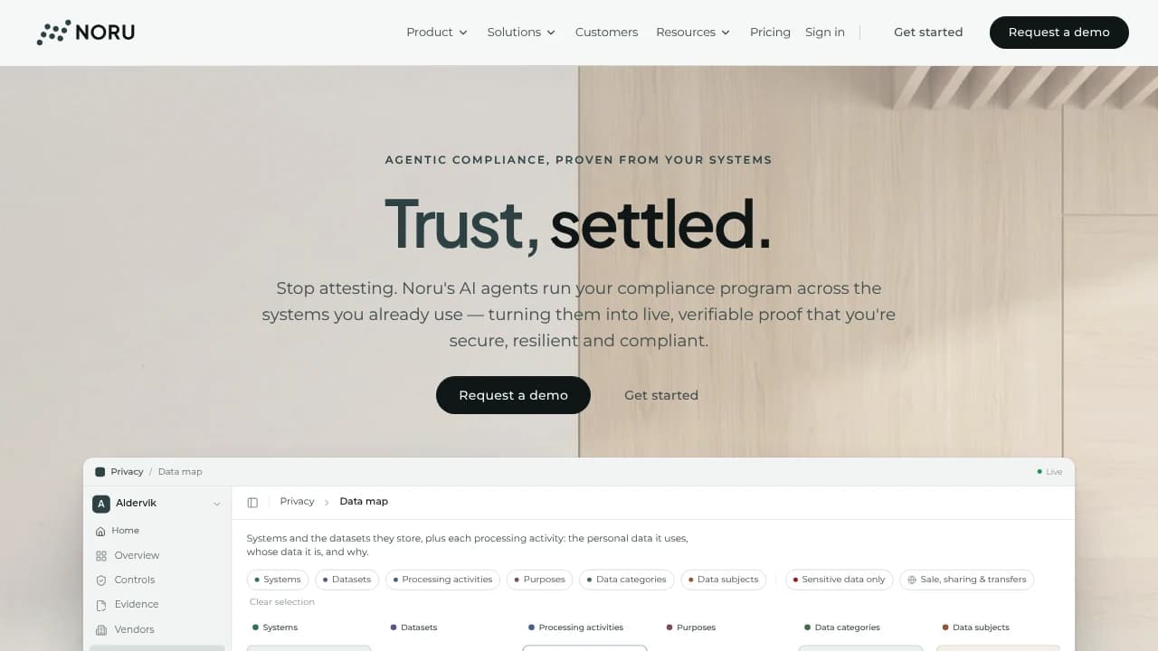 Screenshot of Noru website