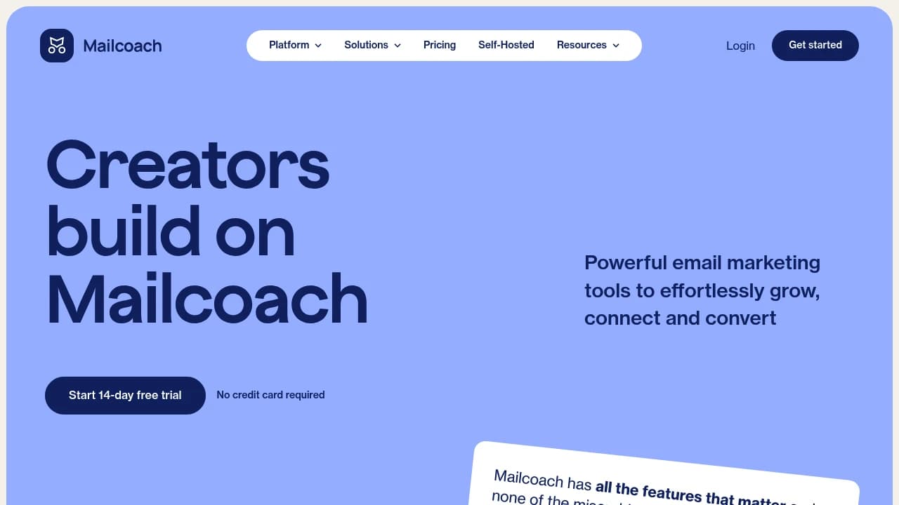 Zrzut ekranu strony Mailcoach