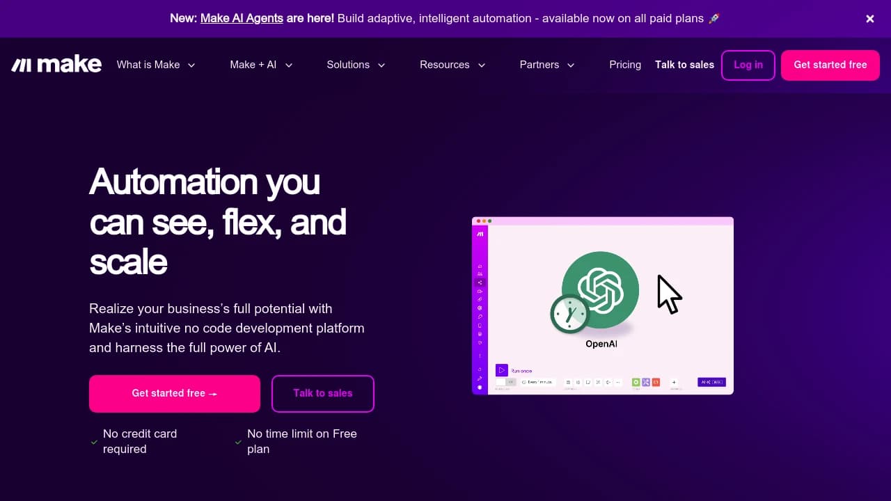 Screenshot der Website von Make