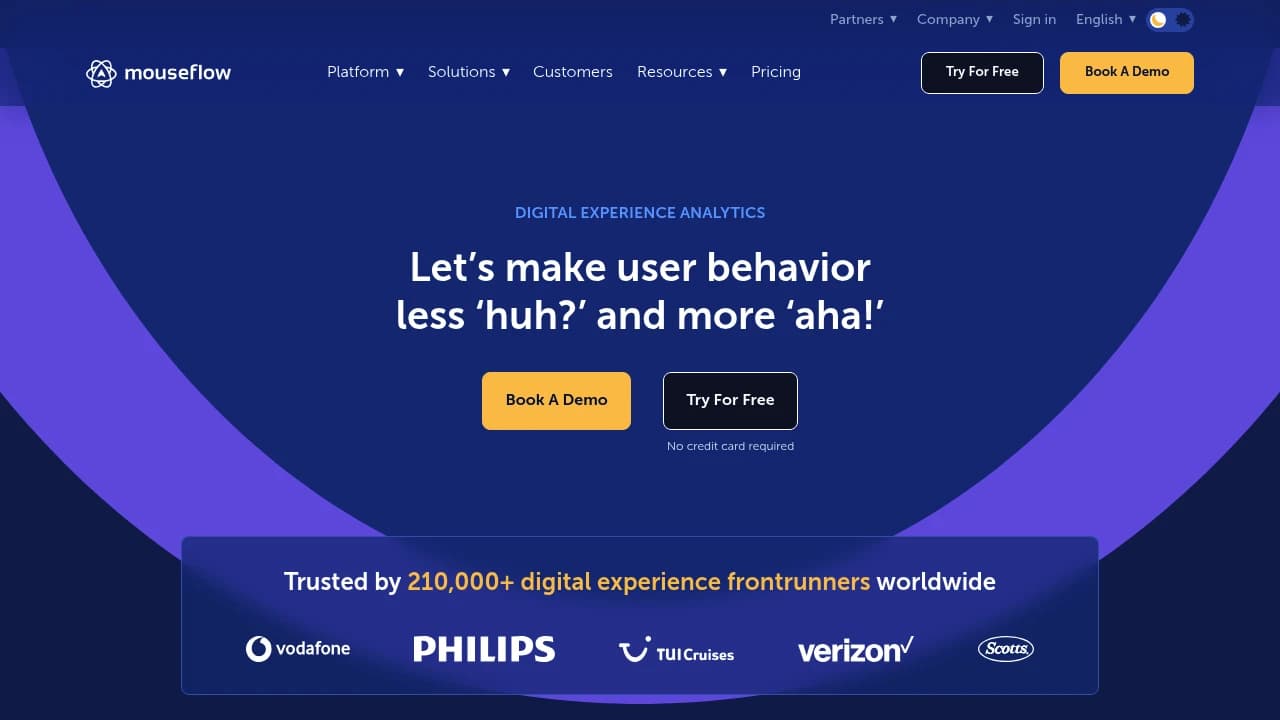 Screenshot der Website von Mouseflow