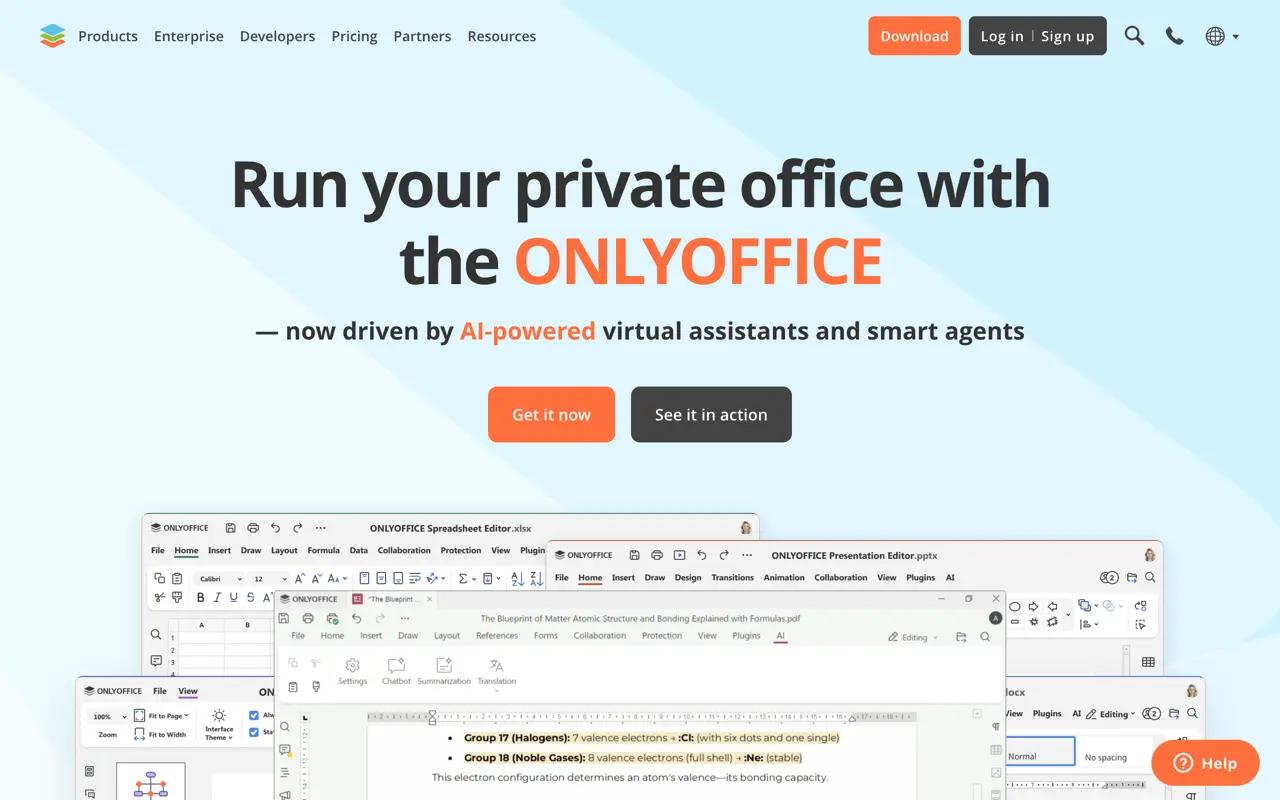 Screenshot der Website von ONLYOFFICE