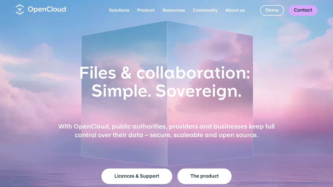 Screenshot der Website von OpenCloud