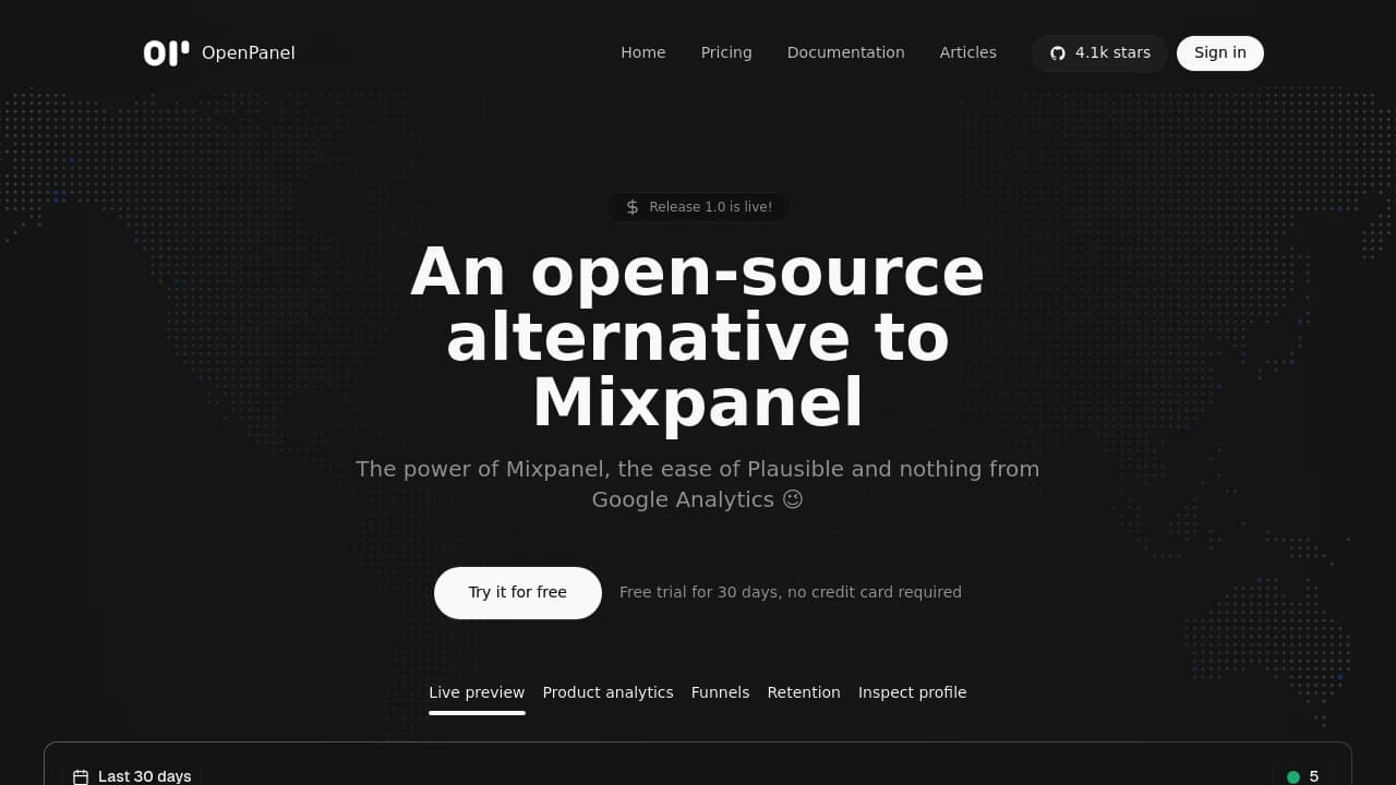 Zrzut ekranu strony OpenPanel