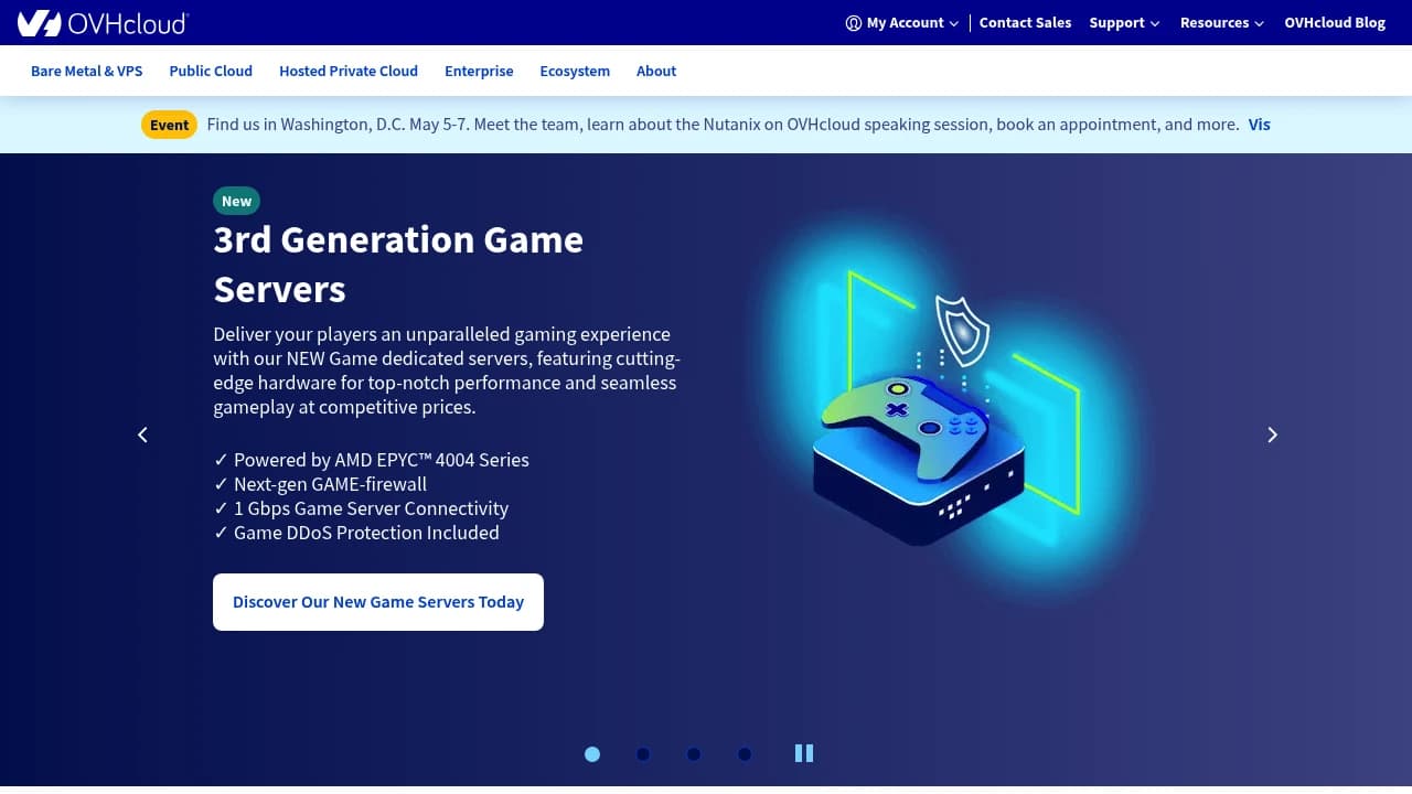 Screenshot der Website von OVHCloud