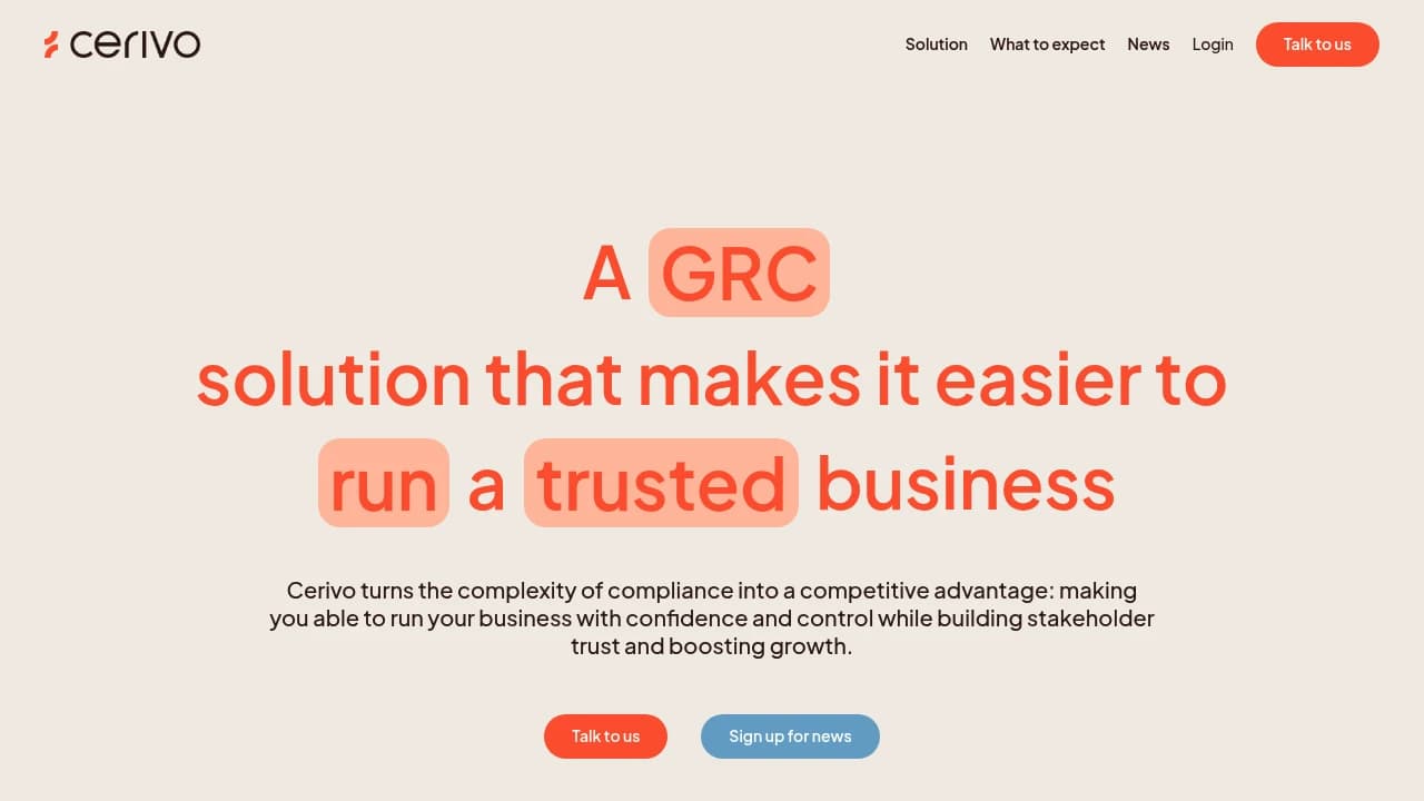 Screenshot der Website von Cerivo