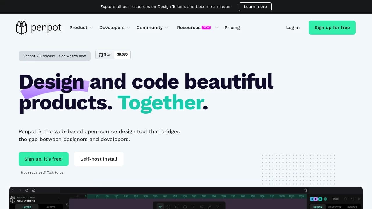 Screenshot der Website von Penpot