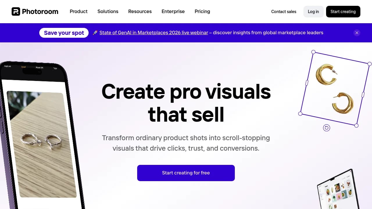Screenshot der Website von Photoroom