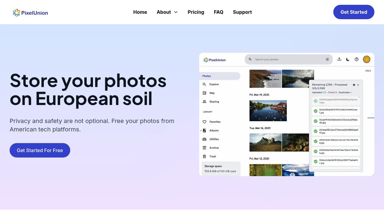 Screenshot der Website von PixelUnion