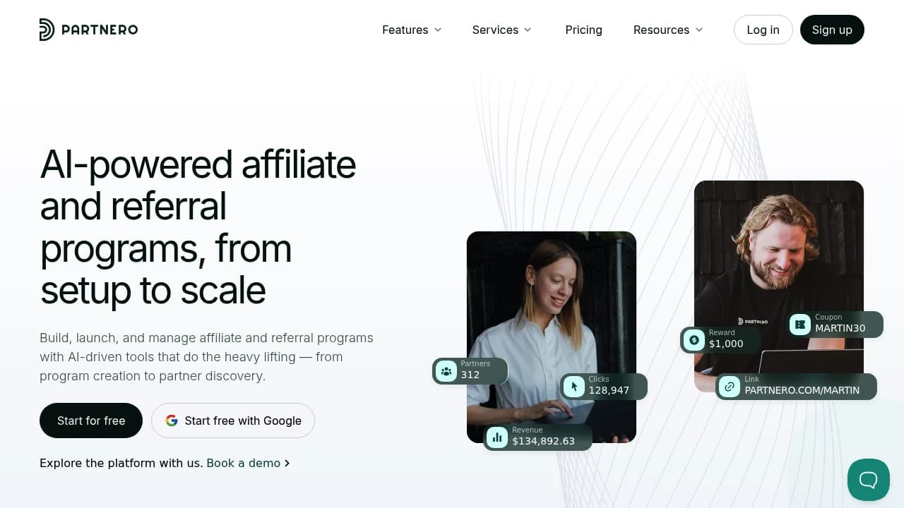 Screenshot der Website von Partnero