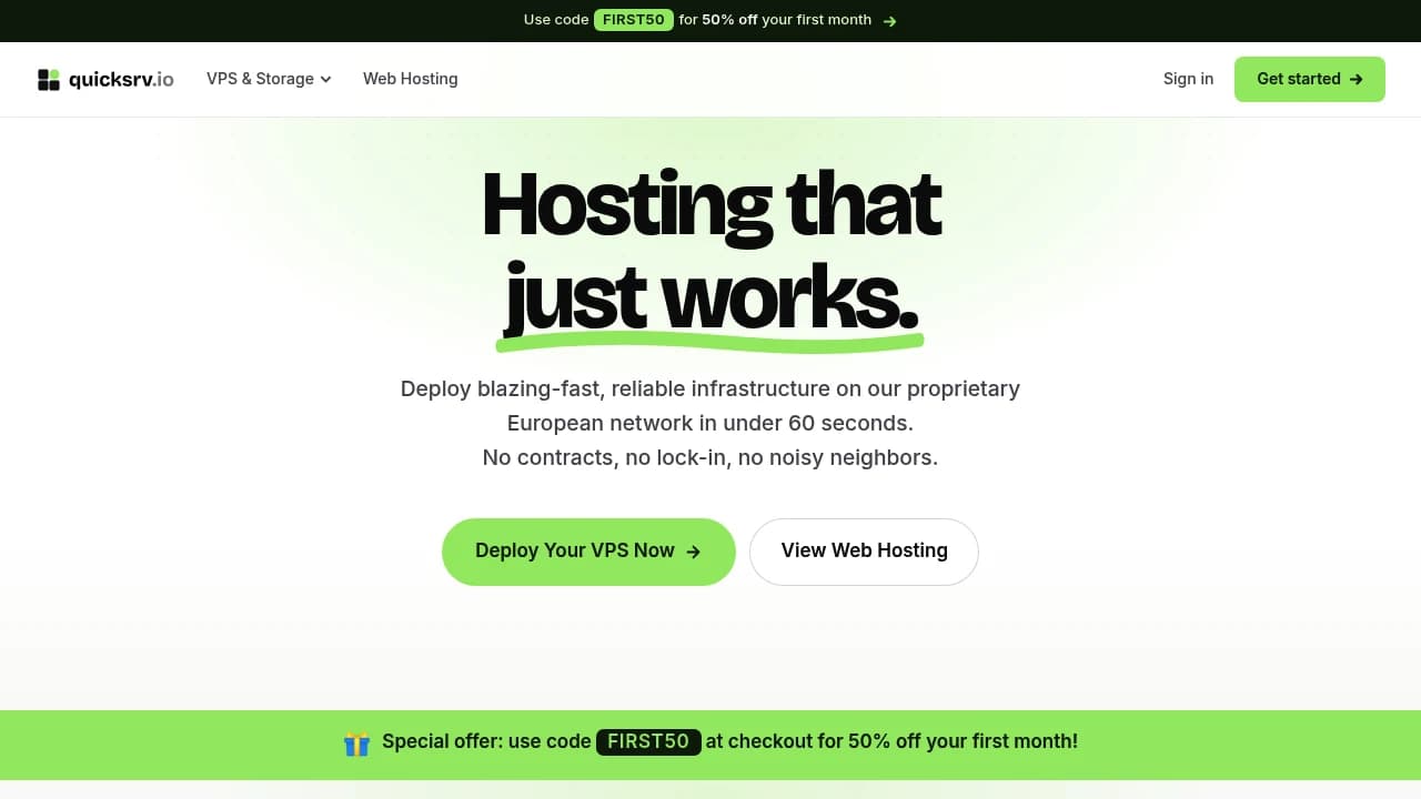 Screenshot der Website von quicksrv.io