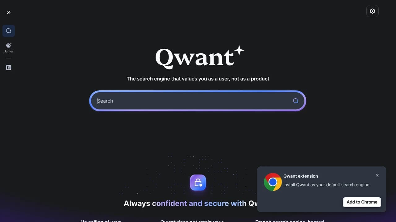 Screenshot der Website von Qwant