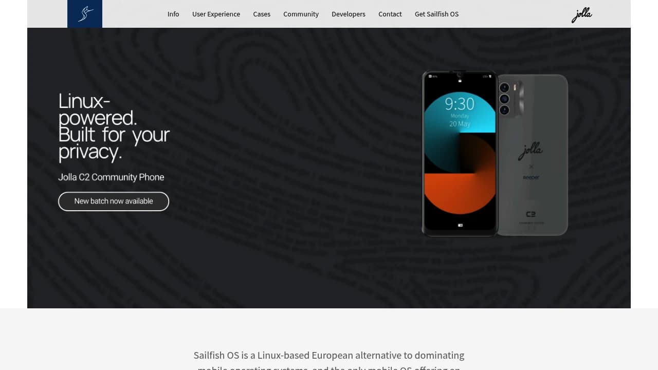 Screenshot der Website von Sailfish OS