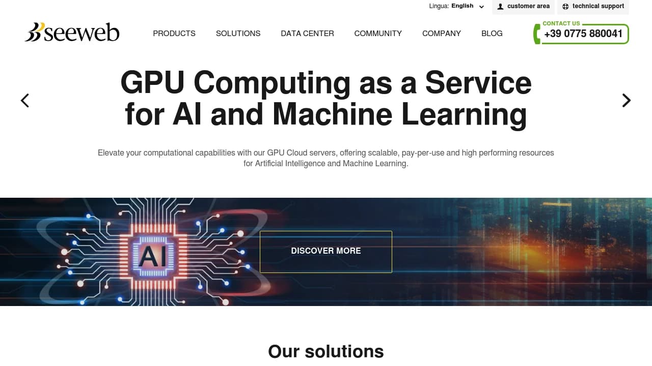 Screenshot der Website von Seeweb