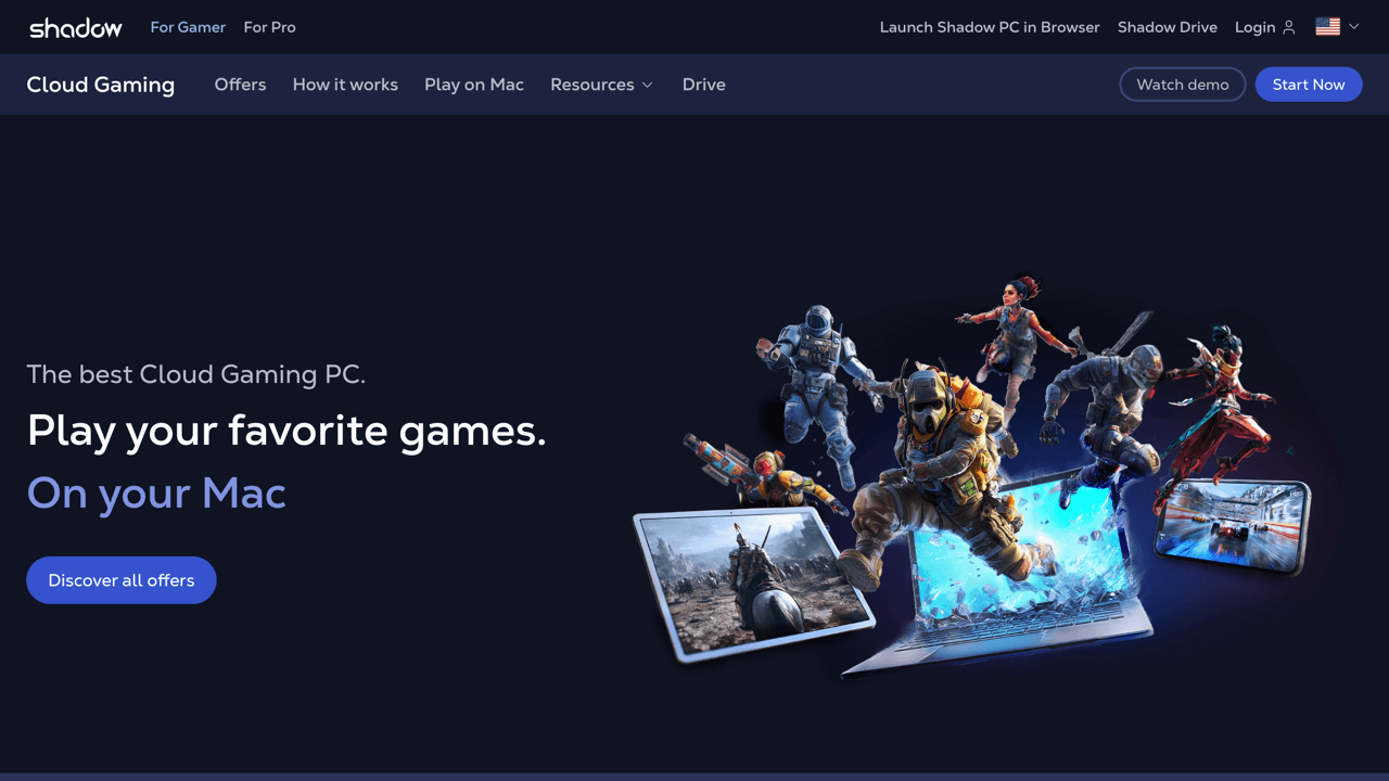 Screenshot der Website von Shadow