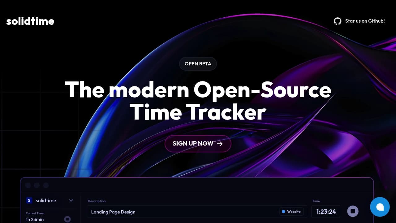 Screenshot der Website von SolidTime