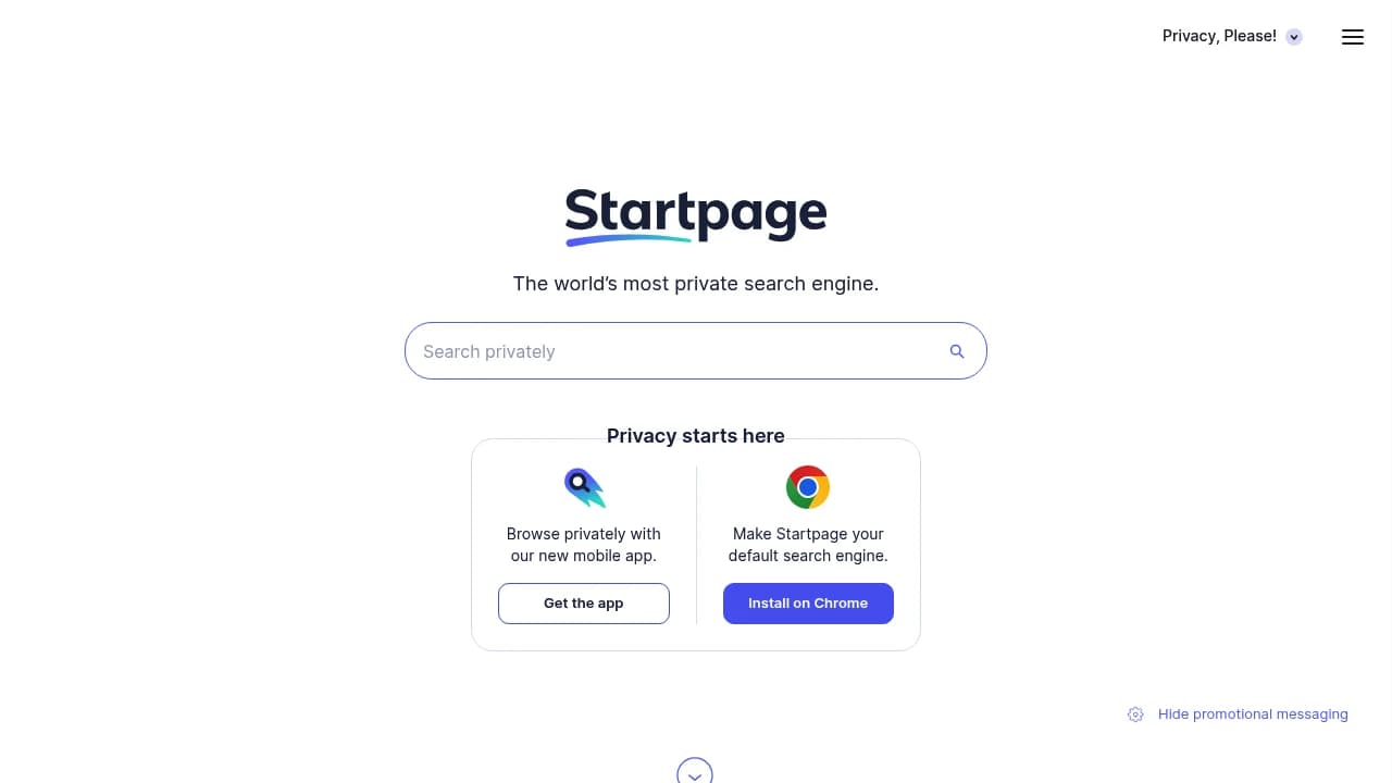 Screenshot der Website von Startpage