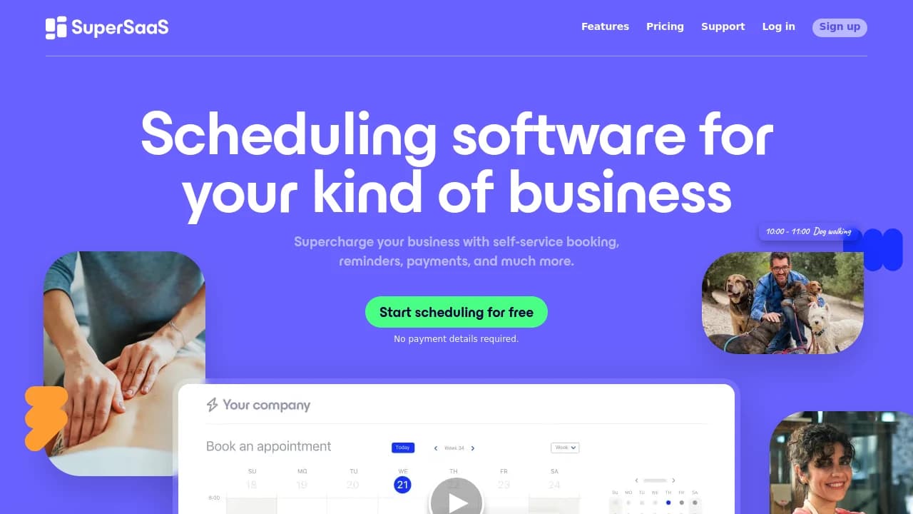 Screenshot der Website von SuperSaaS