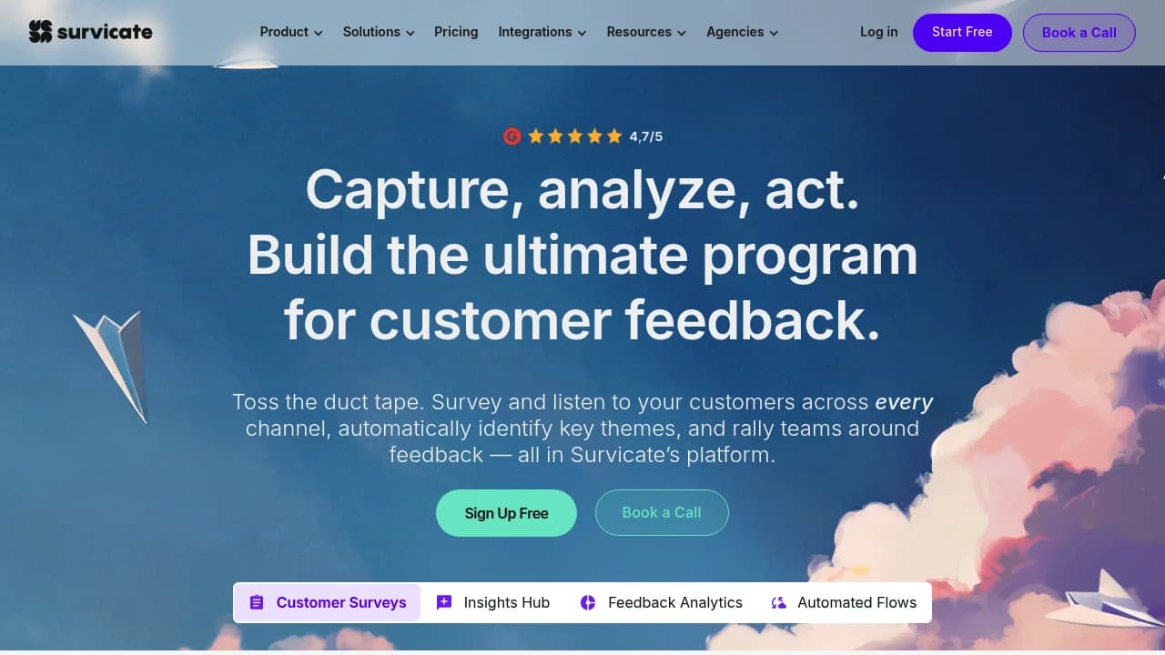 Screenshot der Website von Survicate
