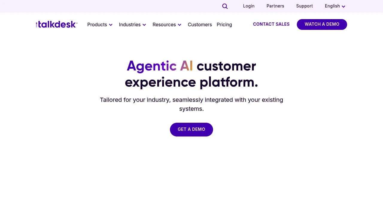 Screenshot der Website von TalkDesk
