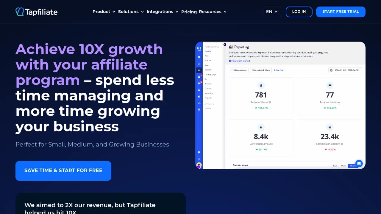 Screenshot der Website von Tapfiliate