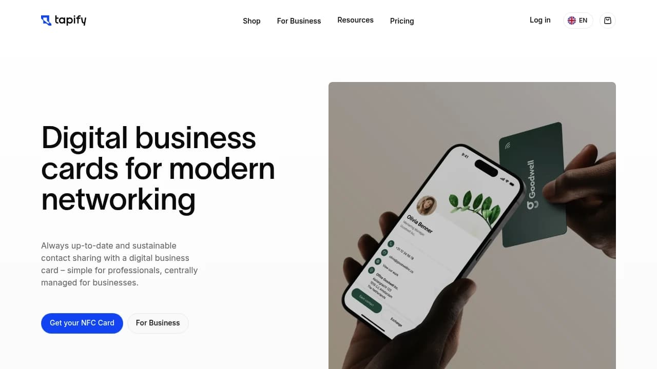 Screenshot of Tapify website
