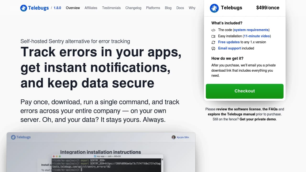 Screenshot of Telebugs website