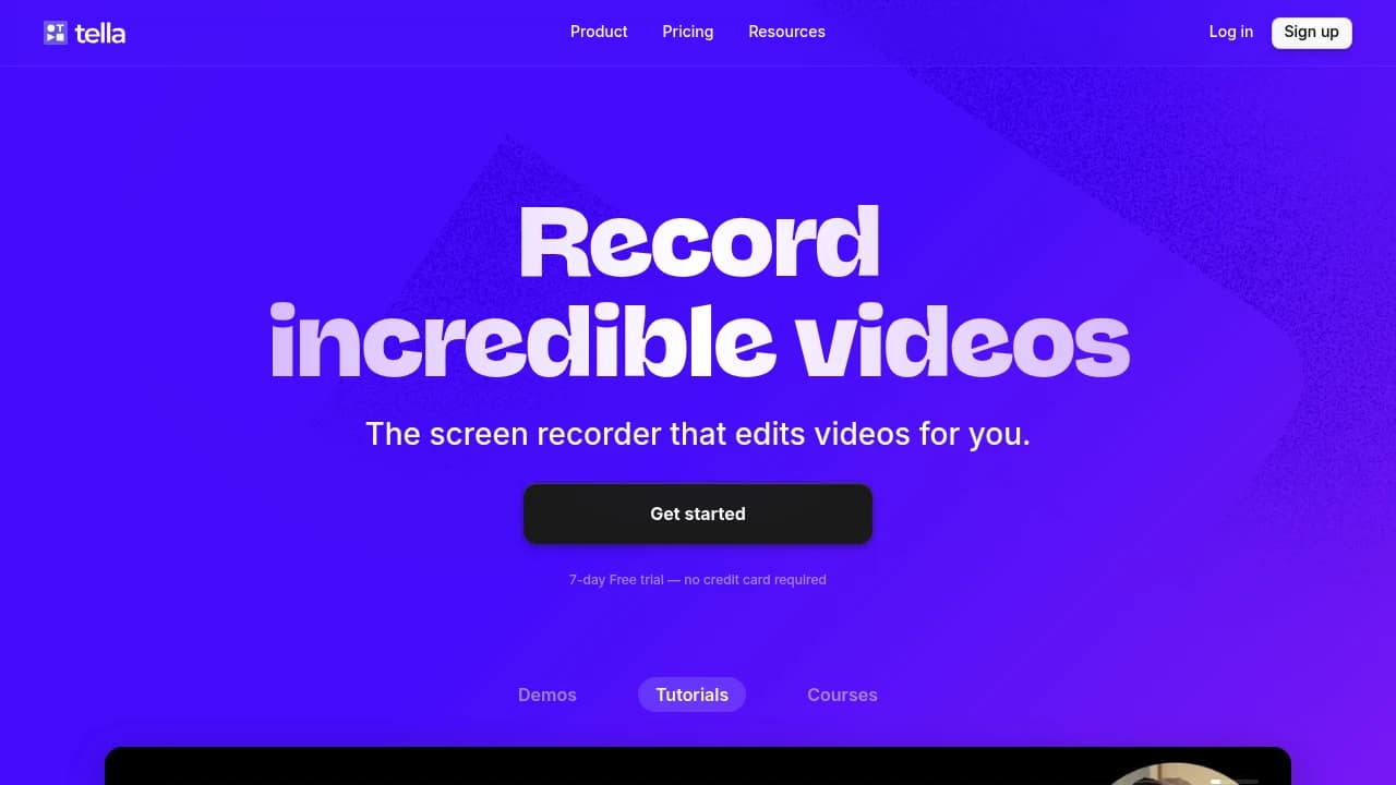 Screenshot der Website von Tella
