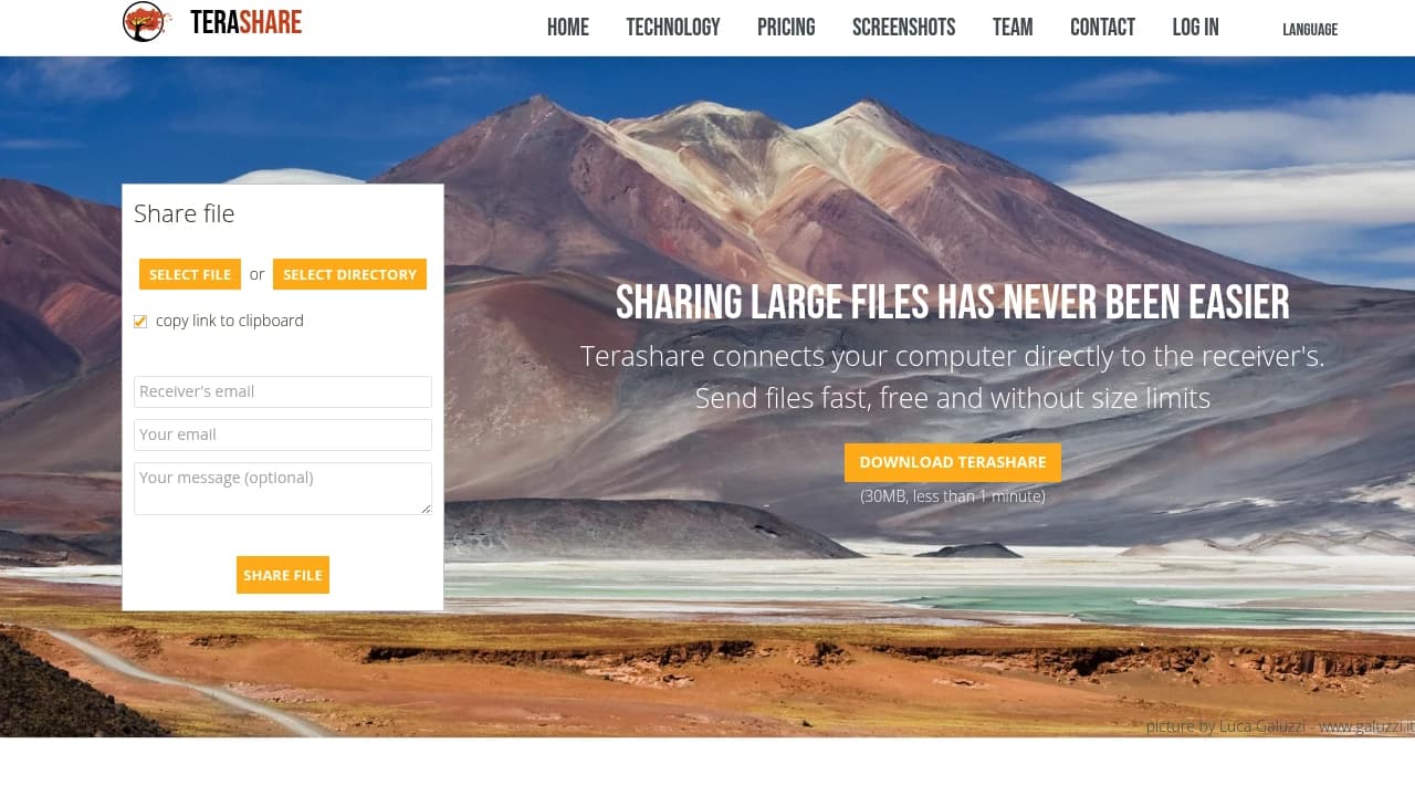 Screenshot der Website von TeraShare
