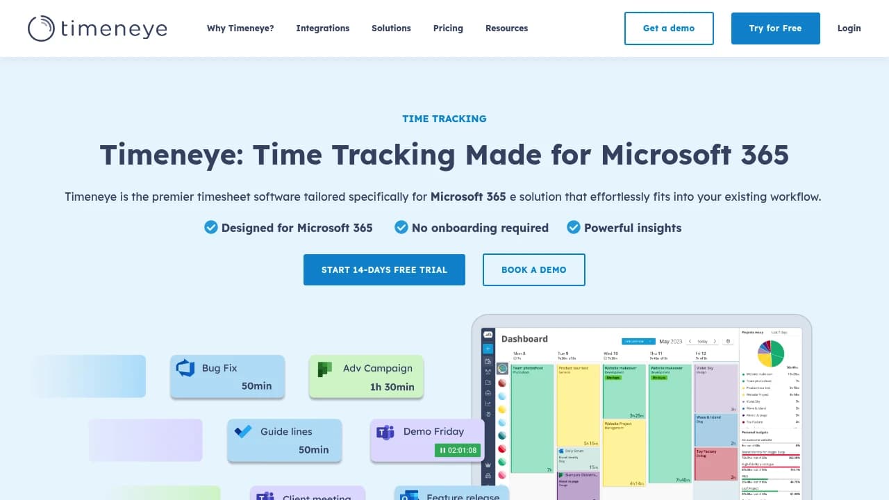 Screenshot der Website von Timeneye