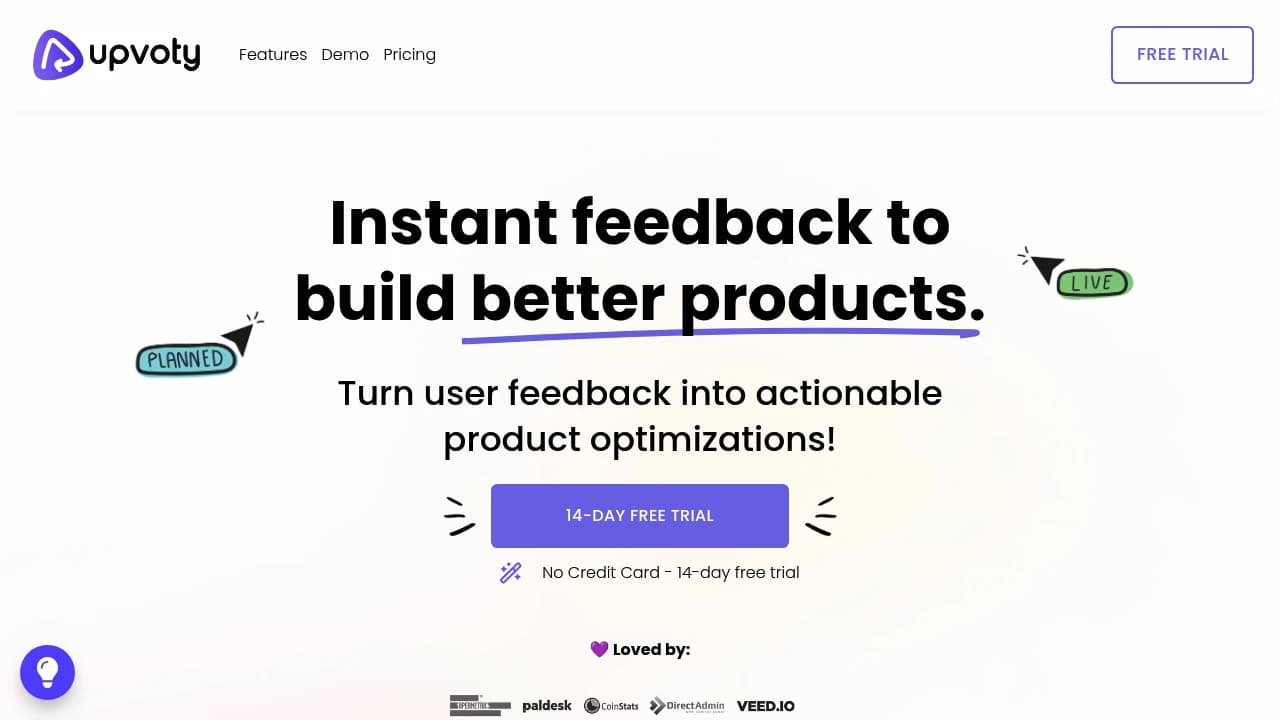 Screenshot der Website von Upvoty