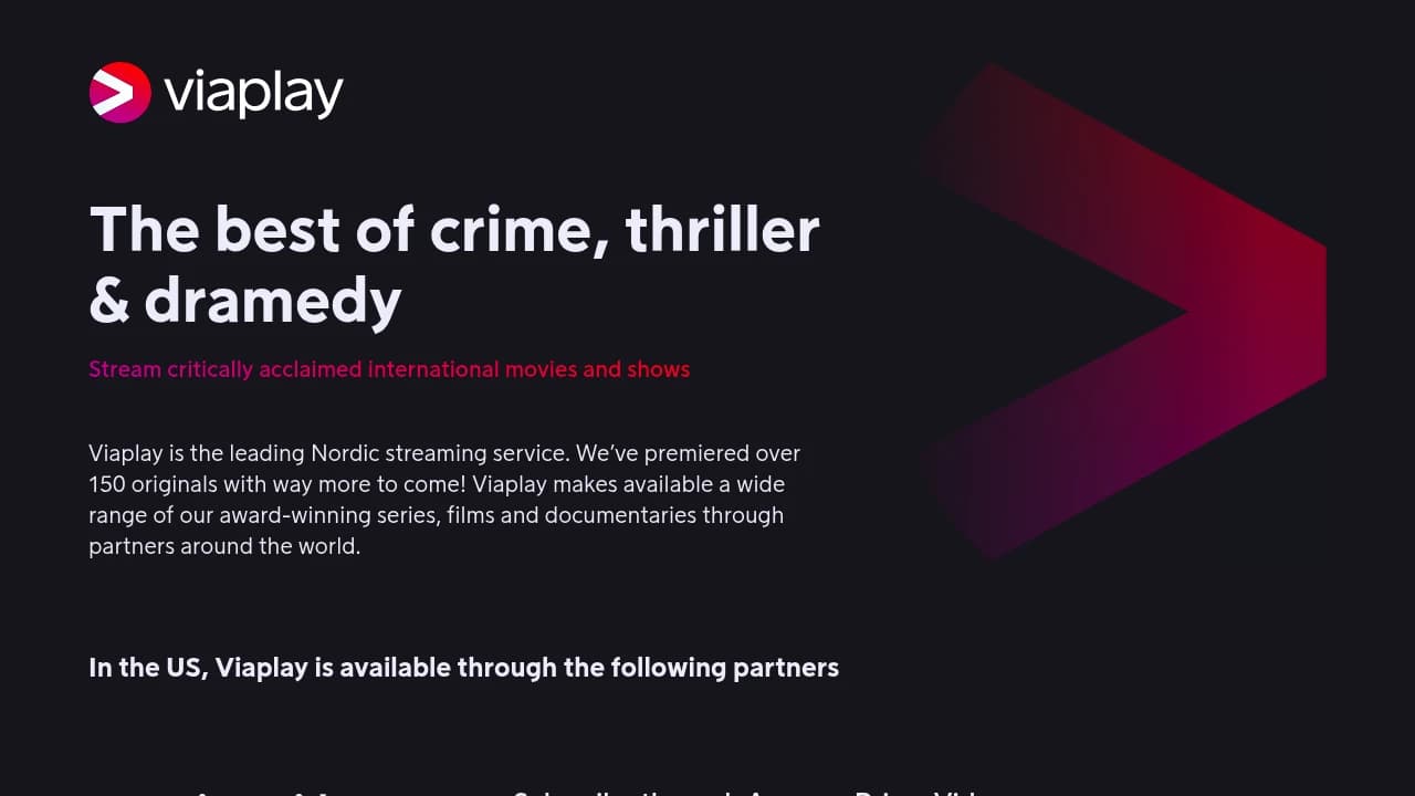 Screenshot der Website von Viaplay