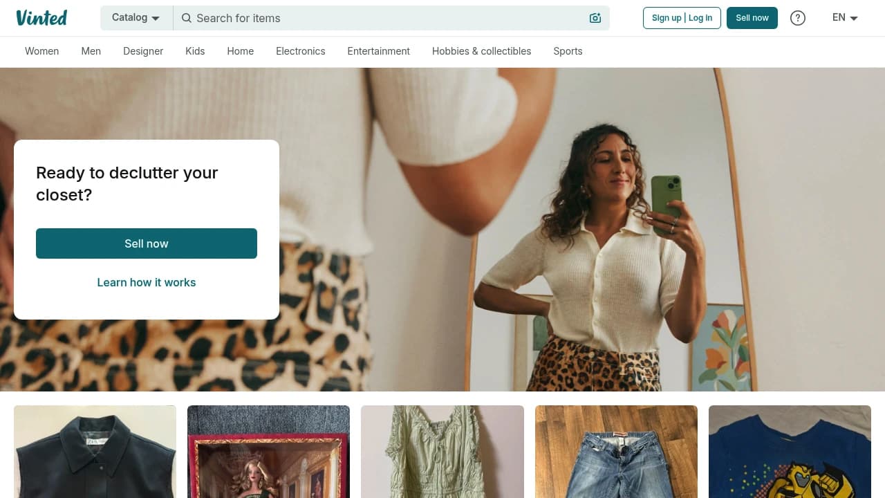 Screenshot of Vinted website