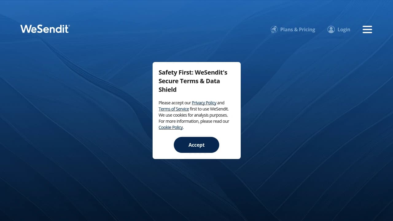 Screenshot der Website von WeSendit