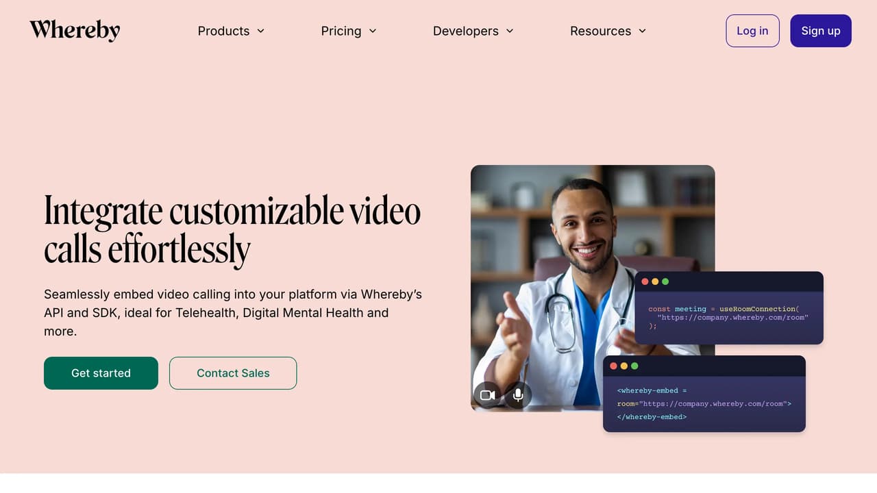 Screenshot der Website von Whereby