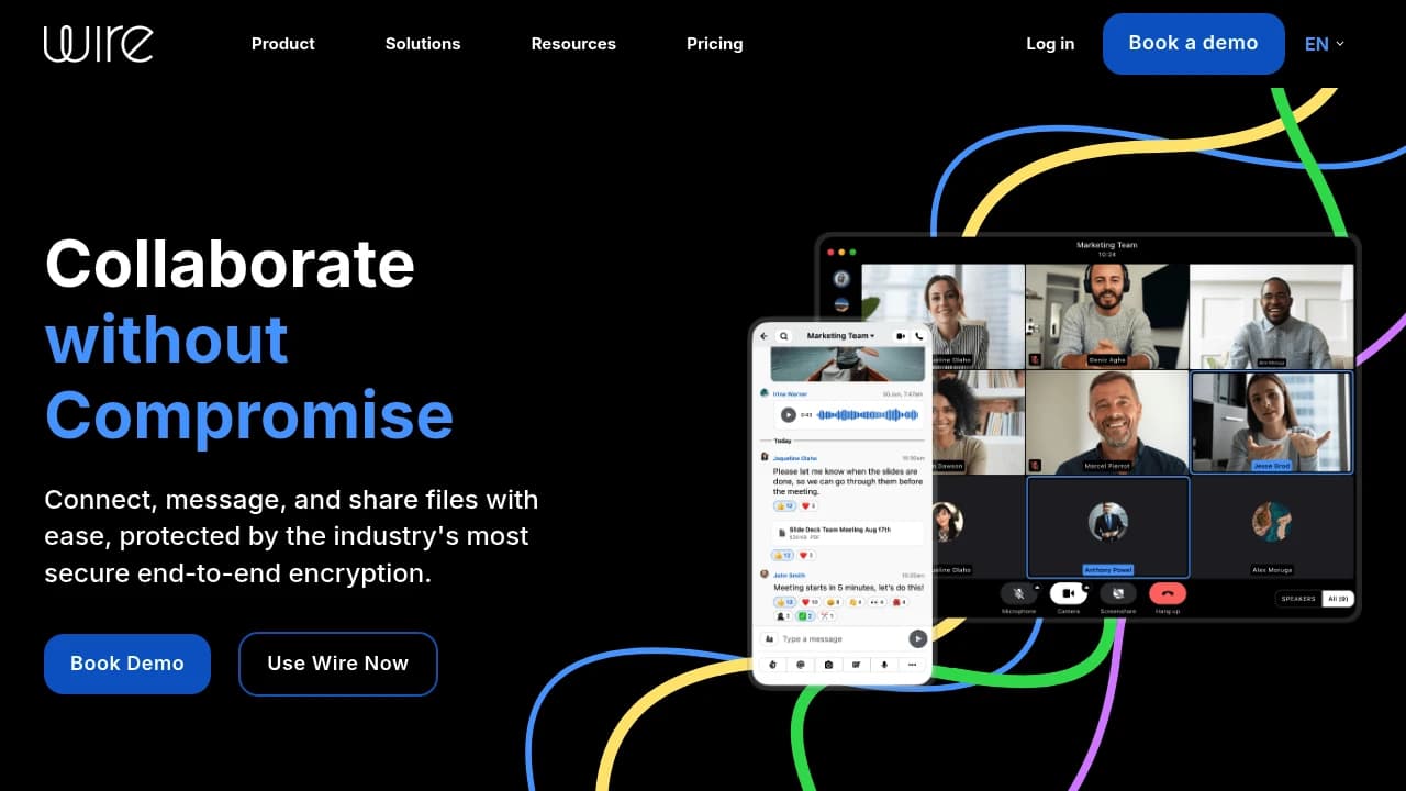 Screenshot der Website von Wire