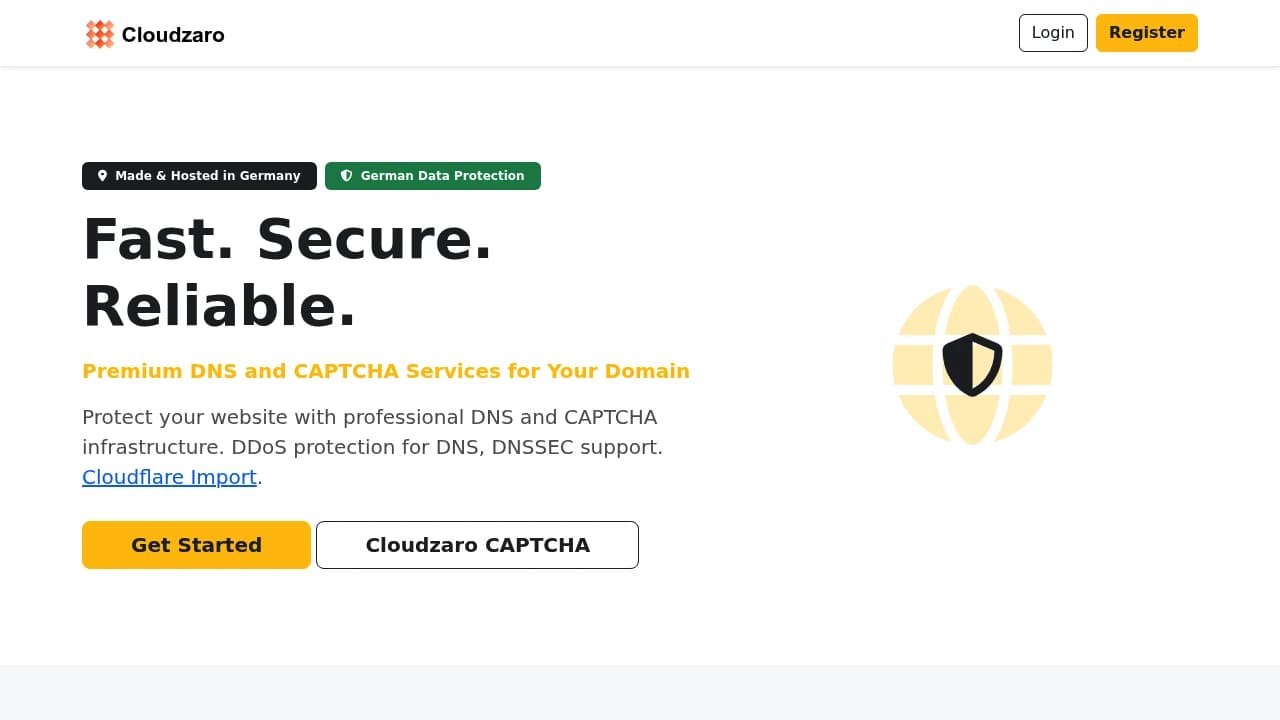 Screenshot of Cloudzaro website