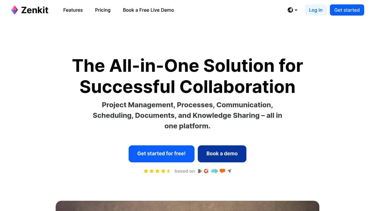 Screenshot of Zenkit website