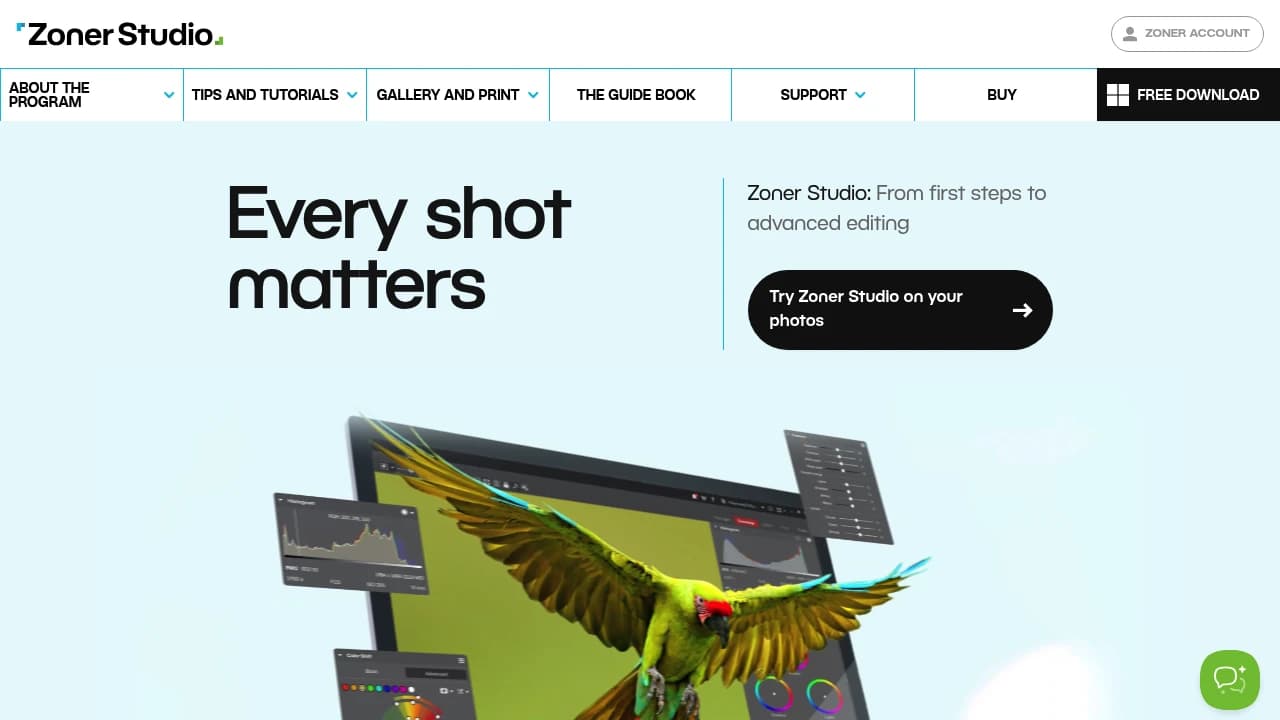 Screenshot der Website von Zoner