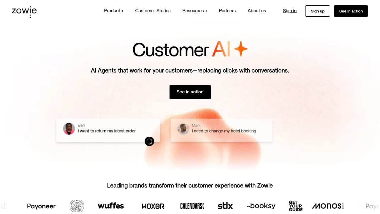 Screenshot der Website von Zowie